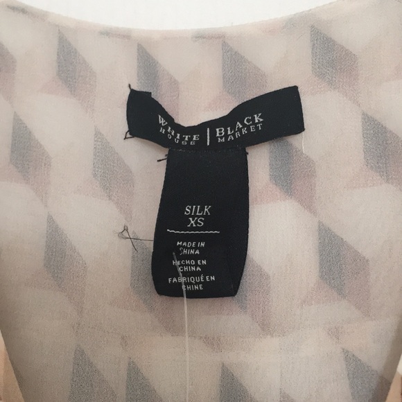WHBM silk blouse XS blush, black, white - Picture 3 of 6